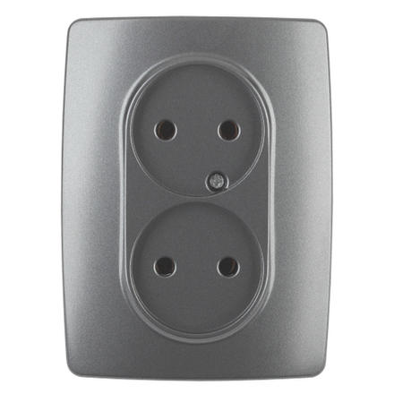Розетка ЭРА Серия 12 12-2107-12 двойная без заземления 2X2P16A-250В IP20 графит