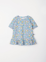 Платье с воланом "Розы на сером"