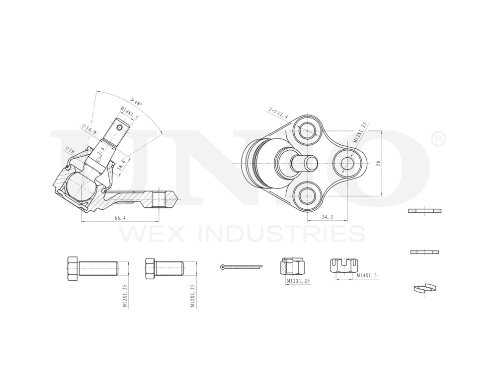 Опора шаровая передняя нижняя UNIO SSP-20146