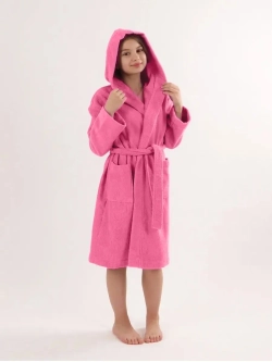 Халат детский махровый "Элит" с капюшоном, цвет: 105-Ярко-розовый