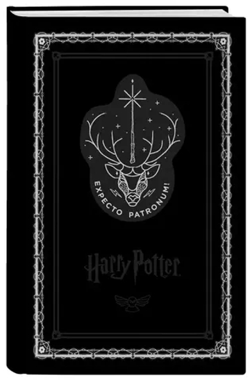Блокнот. Гарри Поттер. Экспекто патронум! (А5, 192 стр, цветной блок, обложка из черной кожи с серебрянным тиснением)