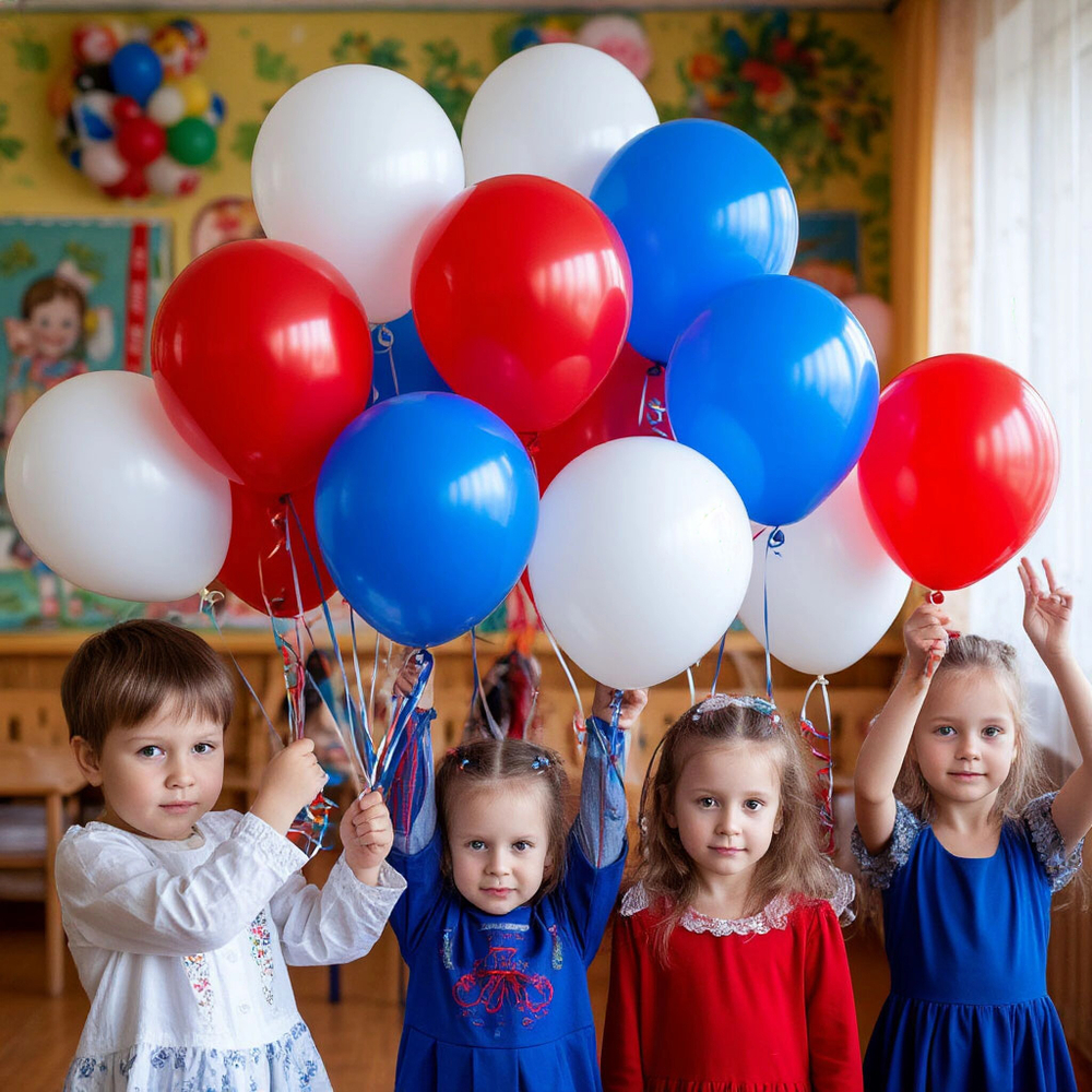 Триколор цвета Нашего флага АКЦИЯ! 30 гелиевых шаров