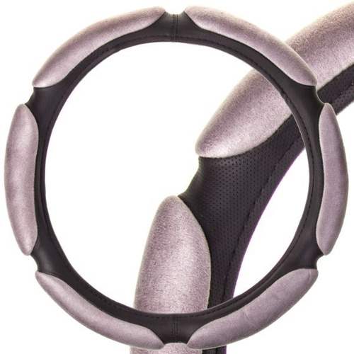 Оплетка руля M 37-38 см спонж (6 подушек) черно-серая air (SKYWAY)