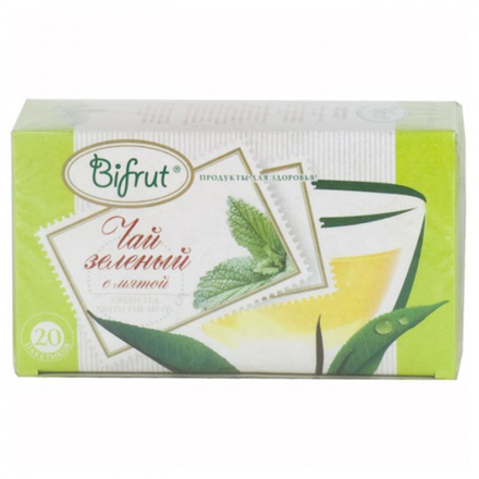 Чай зеленый Bifrut с мятой 20 пакетов