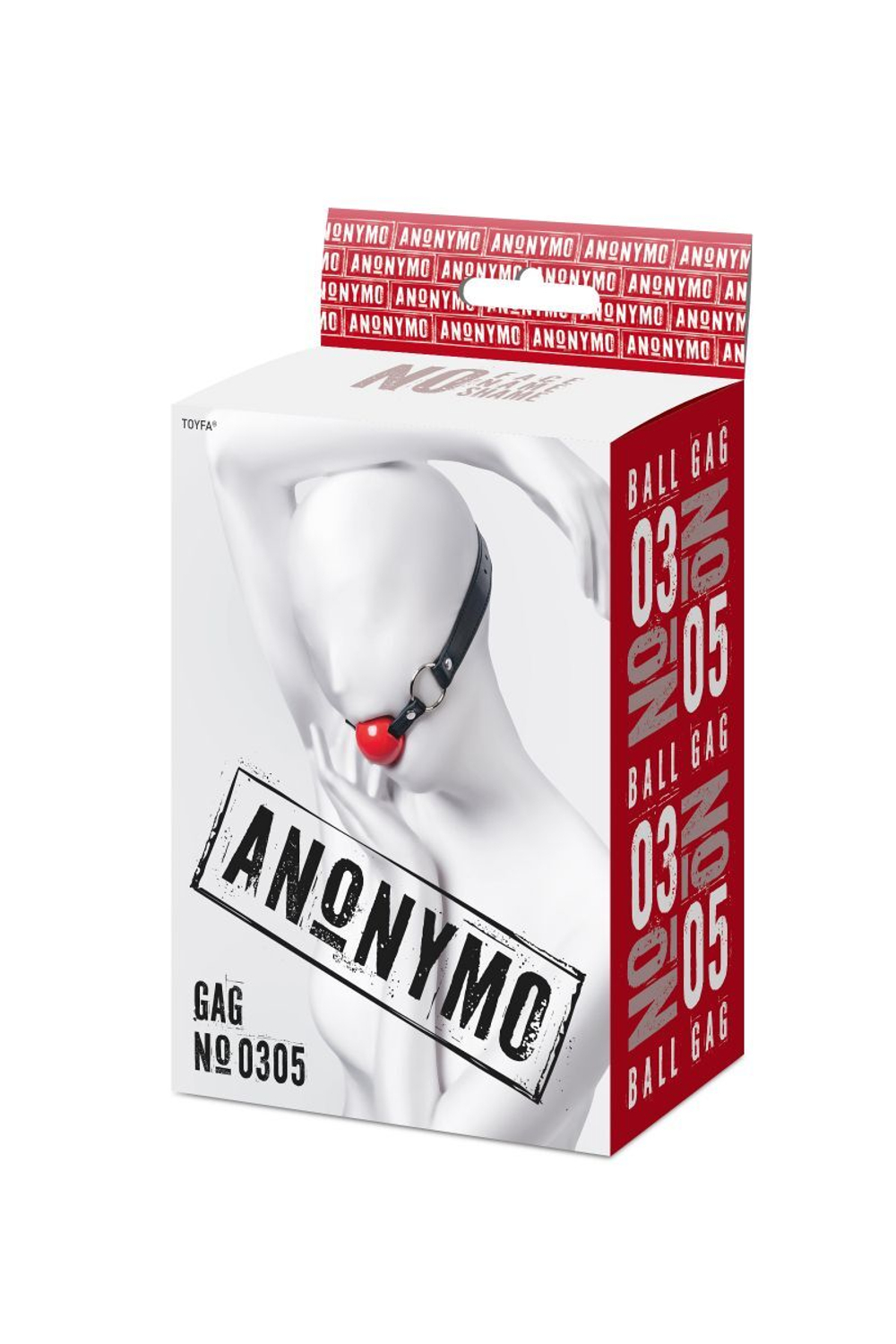Красный кляп-шар на черных ремешках Anonymo (Цвет: красный с черным)
