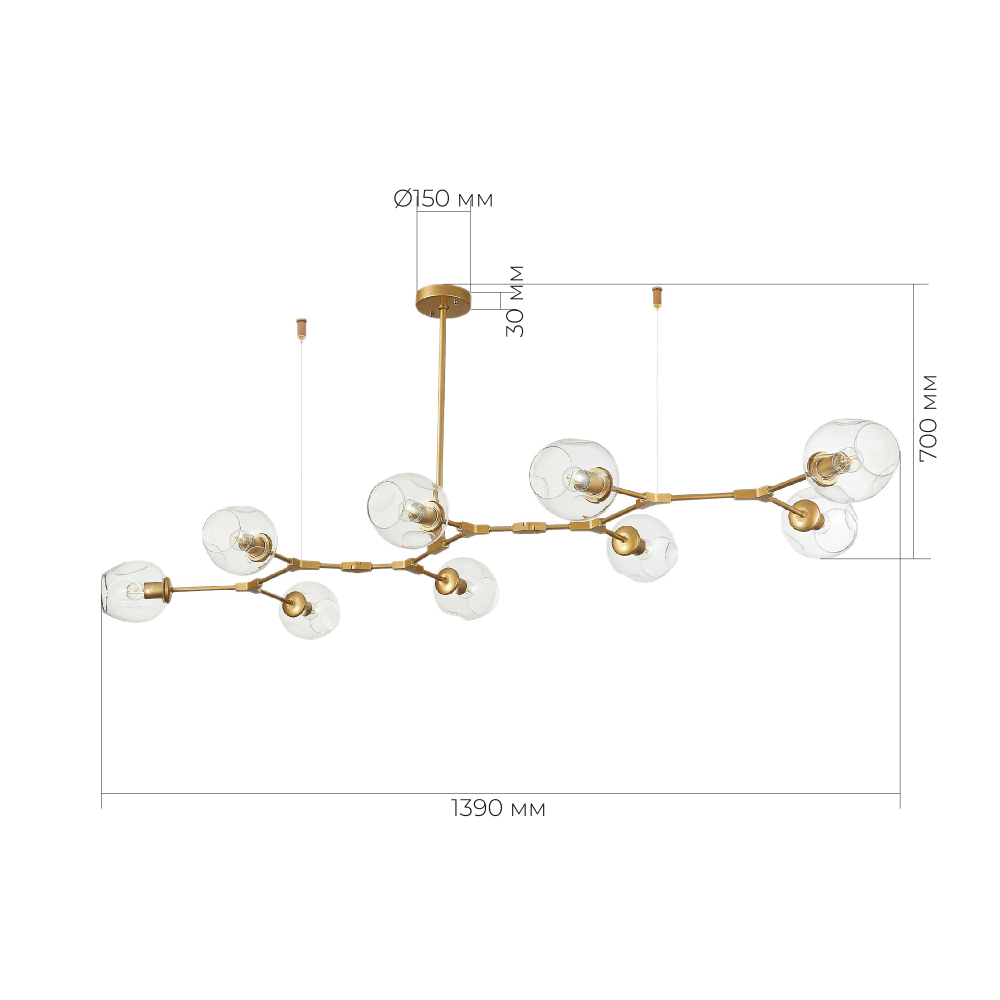 SLE154823-09 Светильник подвесной Золотистый/Прозрачный E27 9*40W RAMETTO
