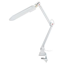 Настольный светильник ЭРА NL-201-G23-11W-W с лампой PL на струбцине белый