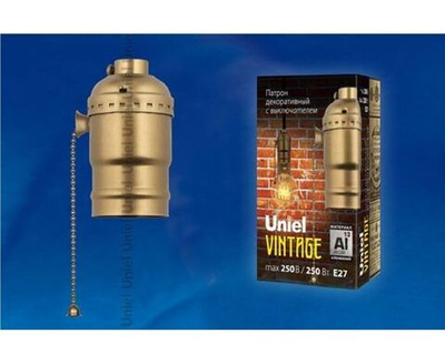 Винтажный патрон с цоколем E27, алюминий, бронза, Uniel