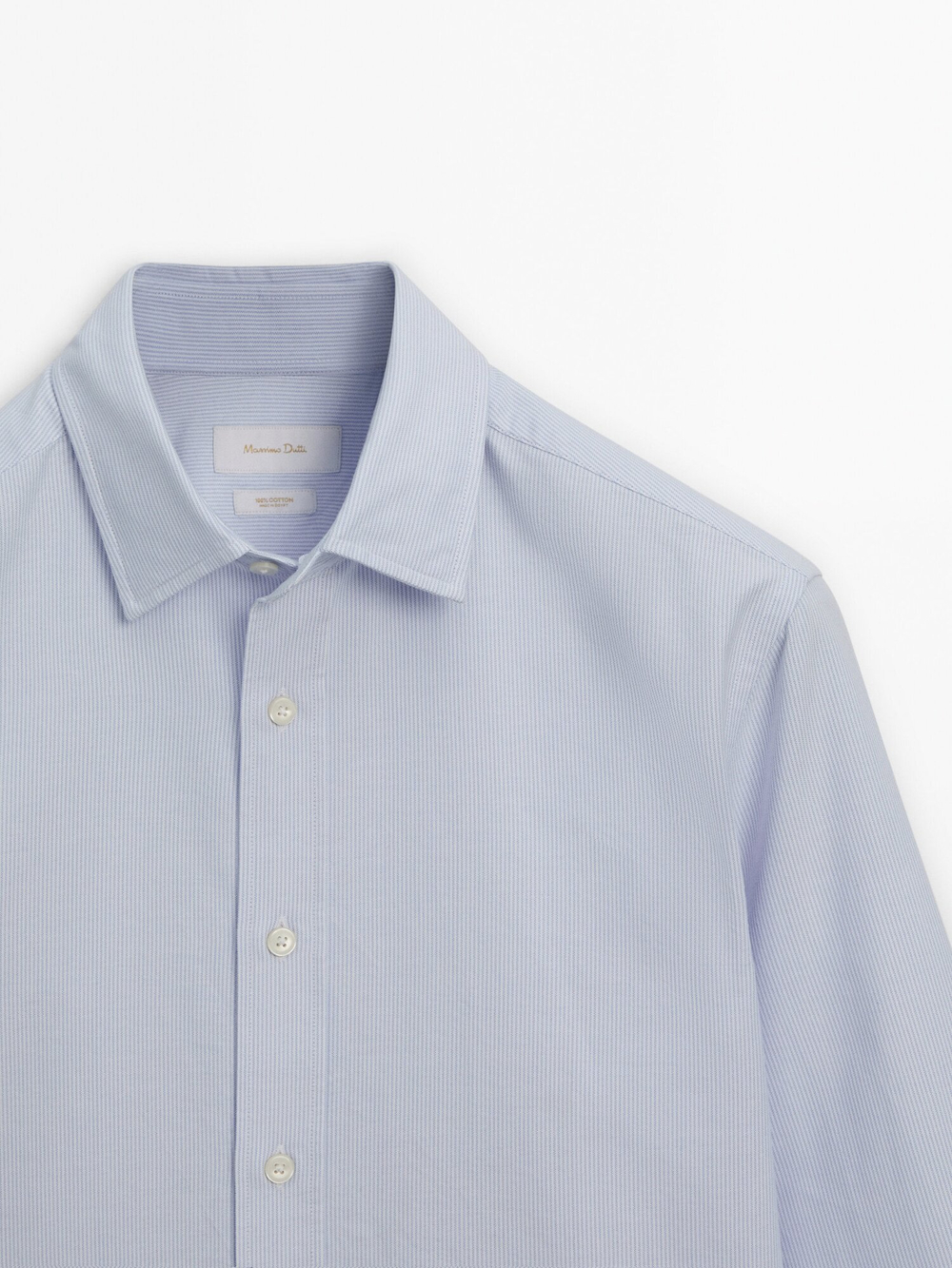 Massimo Dutti Рубашка оксфорд облегающего кроя в мелкую полоску, голубой