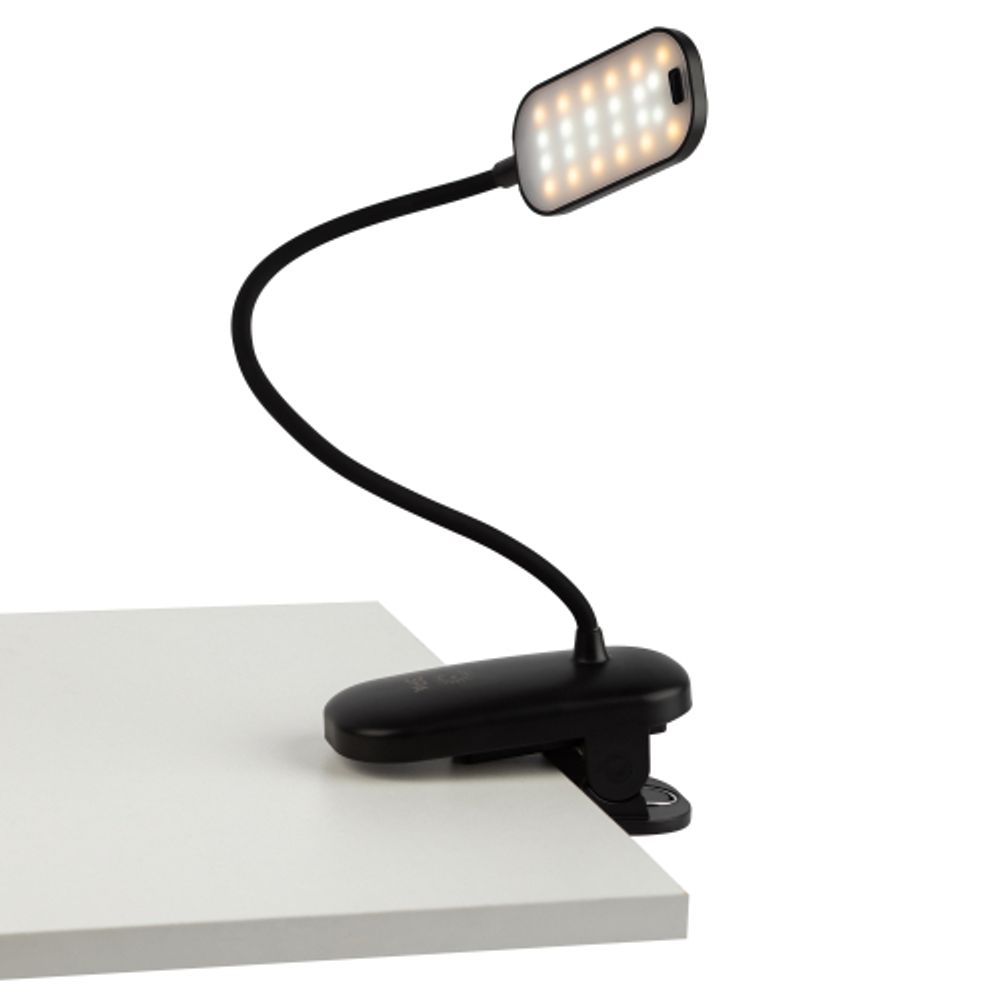 Настольный светильник ЭРА NLED-525-6W-BK светодиодный аккумуляторный на прищепке черный