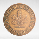 Germany, 10 Pfennigs, 1950, (Stuttgart Mint - "F"), VF