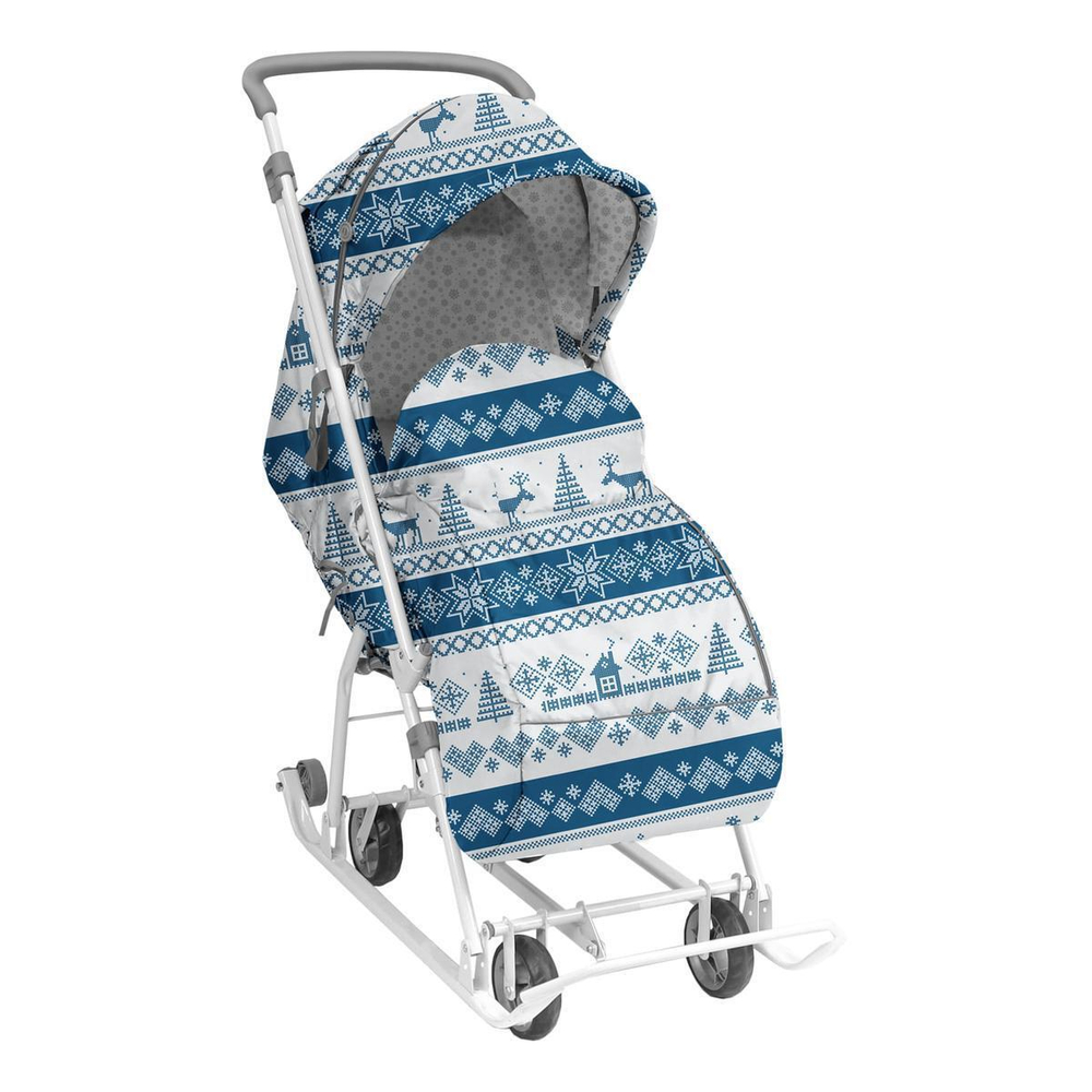 Санки-коляска "Наши Детки 3-1К" скандинавский синий