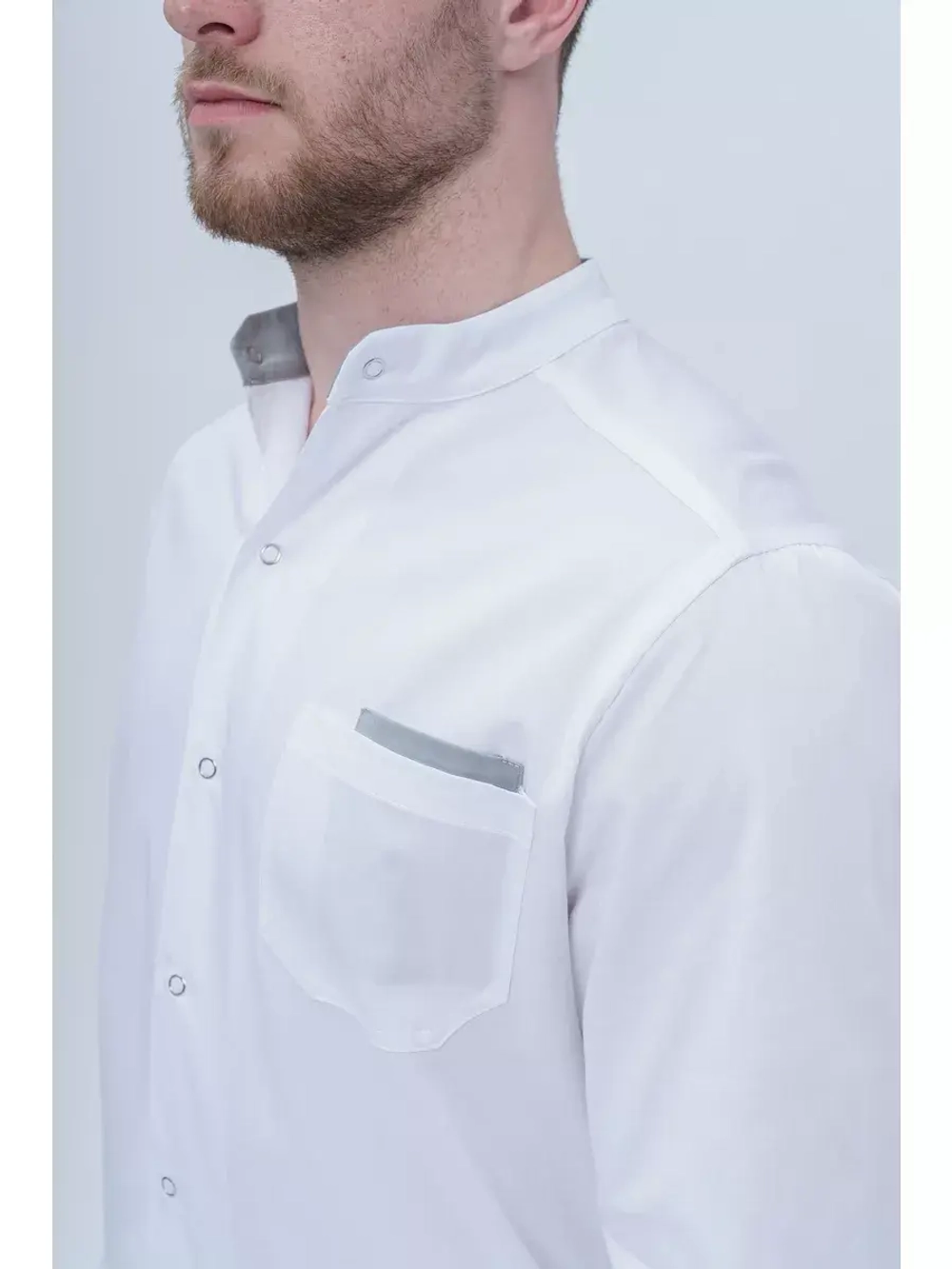 Медицинский халат мужской на кнопках TZ810-WHT
