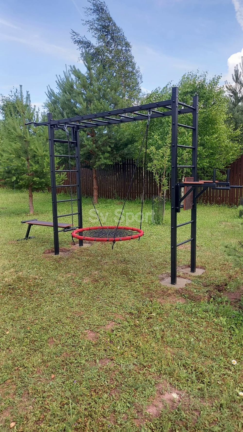 Монтаж уличной шведской стенки Sv Sport Рукоход (4 вертикальных столба)