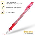 Ручка гелевая Crown "Hi-Jell Needle Grip" красная, 0,7мм, грип, игольчатый стержень, штрих-код, 1шт