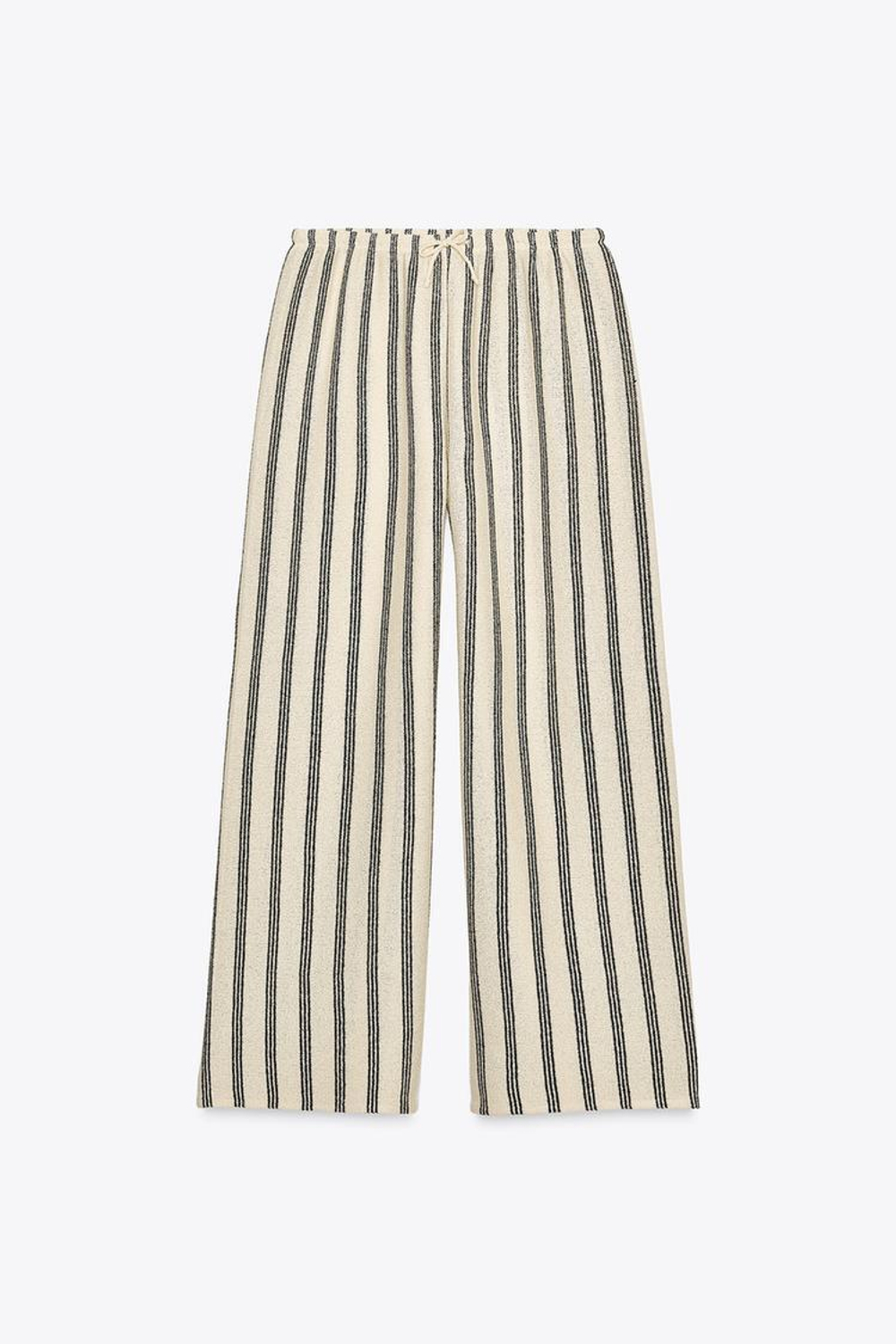 ZARA БРЮКИ ПРЯМОГО КРОЯ В СТИЛЕ РУСТИК, БЕЛЫЙ / ЧЕРНЫЙ