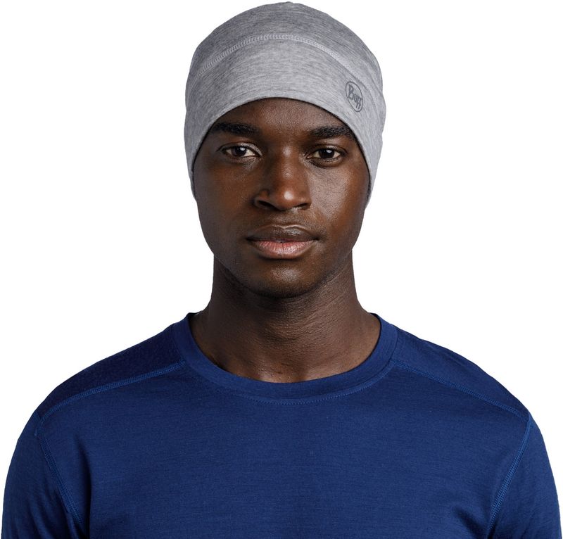 Теплая шерстяная шапка Buff Merino Lightweight Hat Solid Light Grey Фото 3