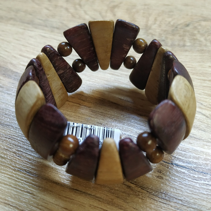 Браслет деревянный Волна с шариком, цвет вишневый, коричневый, ширина 28 мм