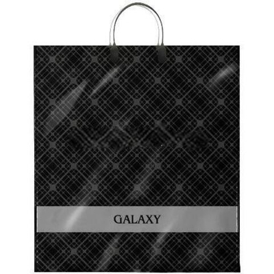 Пакет с пластиковой ручкой ПВД 40х44 (100 мкм) "Галактика" черн. (10/100 шт.) Интерпак