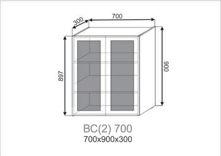 Шкаф верхний со стеклом Павла ВС(2) 700