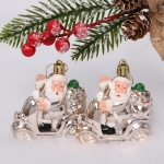 Ёлочная игрушка «Дед Мороз в машине» (2 шт) 7,1*2,7*7,8 см, шампань