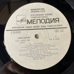 Винтажная виниловая пластинка LP Ансамбль Здравствуй, Песня, Марафон (СССР 1983)