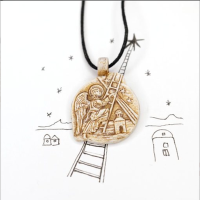 Медальон “Лестница в небо” (роспись под кость)