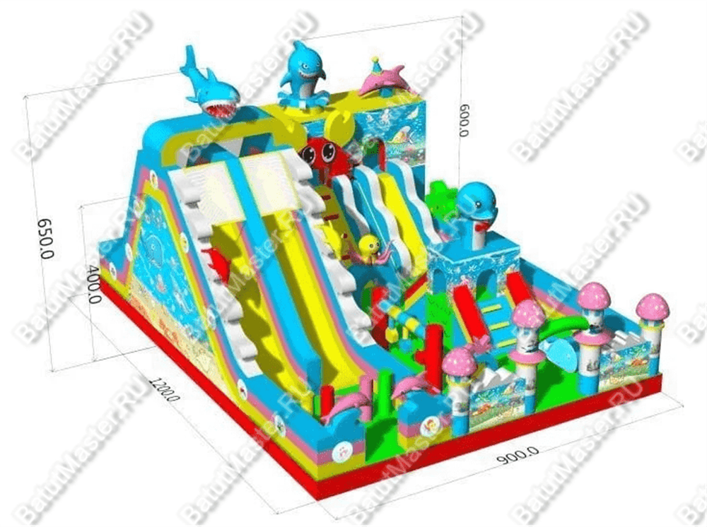 Коммерческий надувной батут "В глубинах моря" 12*9*6,5 м