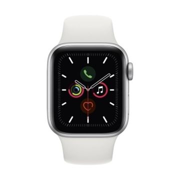 Купить Apple Watch Series 5 40mm Aluminum Case with Sport Band (Серебристый/Белый) (MWV62)