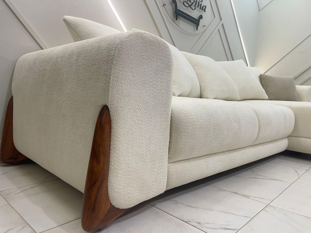 Диван MOSS с оттоманкой белый