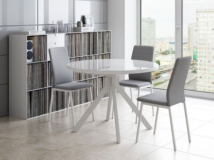 Стол кухонный Сакура раздвижной со стеклом "Толедо-110" (Белый оптивайт/Белый)