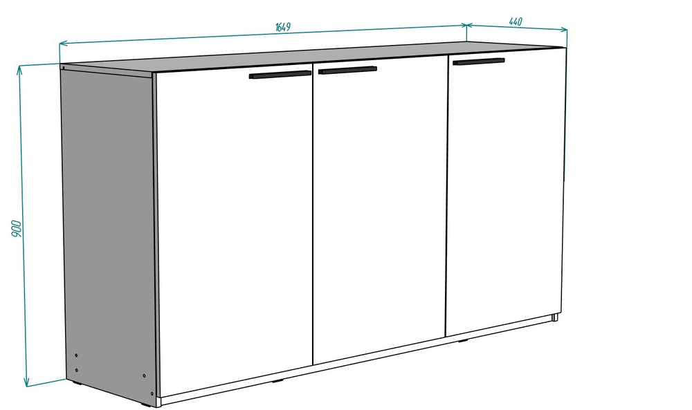 Тумба Лорена Пакс-2 Черный 0190 PE 165*44*90 см, Черный   Фиеста