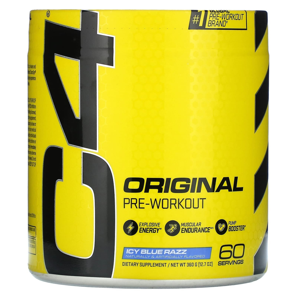 C4 / Cellucor, C4 Оригинальный Взрывной, Предтренировочная формула, Ледяная голубая малина, 13,8 унц. (390 г)