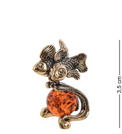 Народные промыслы AM-2883 Фигурка «Знак зодиака-Рыбы» (латунь, янтарь)