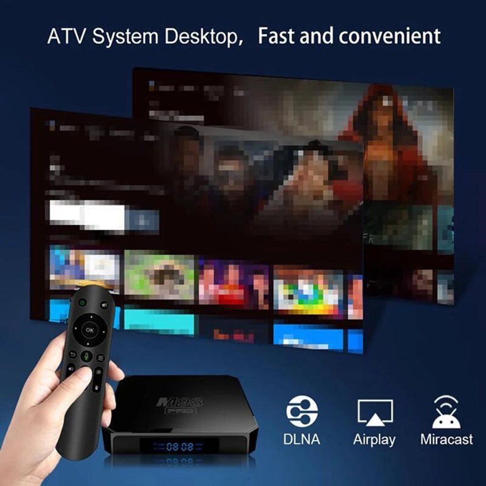 Приставка Смарт-ТВ M98Pro ATV HD 4K, Android 11,1, 2 + 16 Гб, m98pro atv 2gb16gb , Европейская