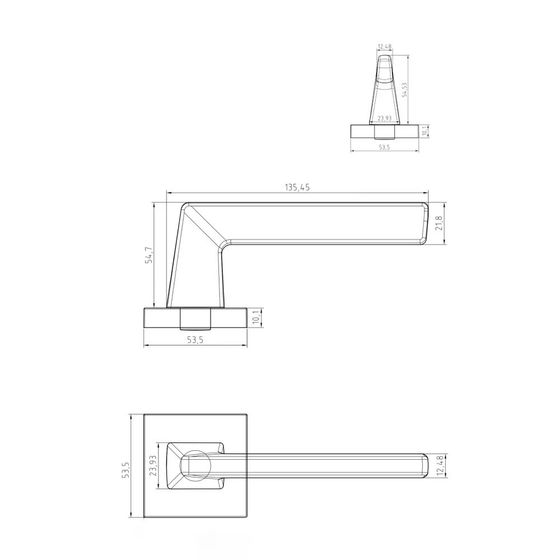 Размеры дверной ручки PRIME ZN