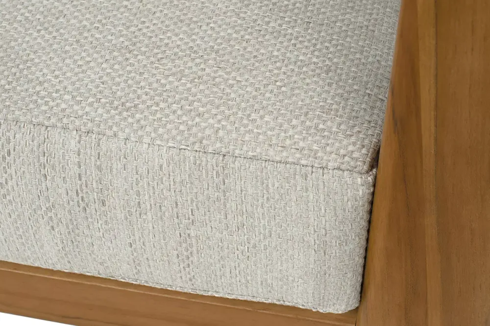 "Сидней" диван 2-местный плетеный из роупа, основание тик, каркас алюминий бежевый, роуп бежевый, ткань бежевая