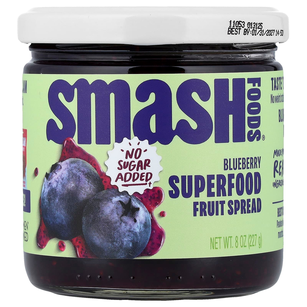 Smash Foods, фруктовая паста с суперфудами, голубика, 227 г (8 унций)