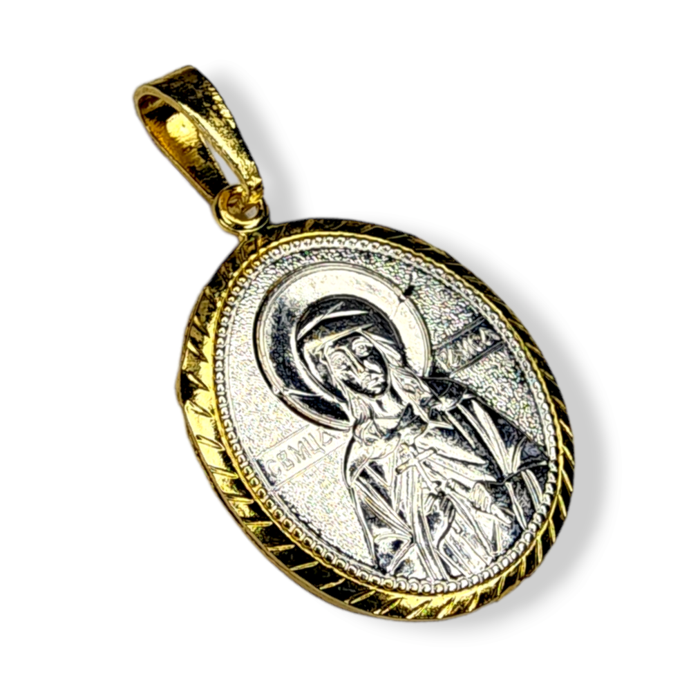 Нательная именная икона святая Раиса с позолотой