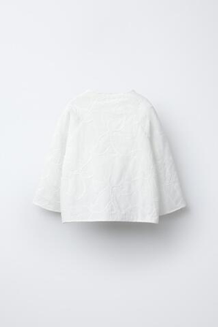 ZARA КАРДИГАН С ЦВЕТОЧНОЙ ВЫШИВКОЙ, БЕЛЫЙ