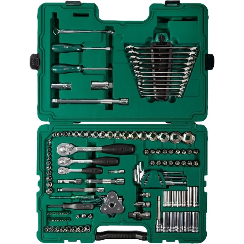 Универсальный набор инструмента 128 шт, 1/4, 3/8 и 1/2 DR SATA S09014A