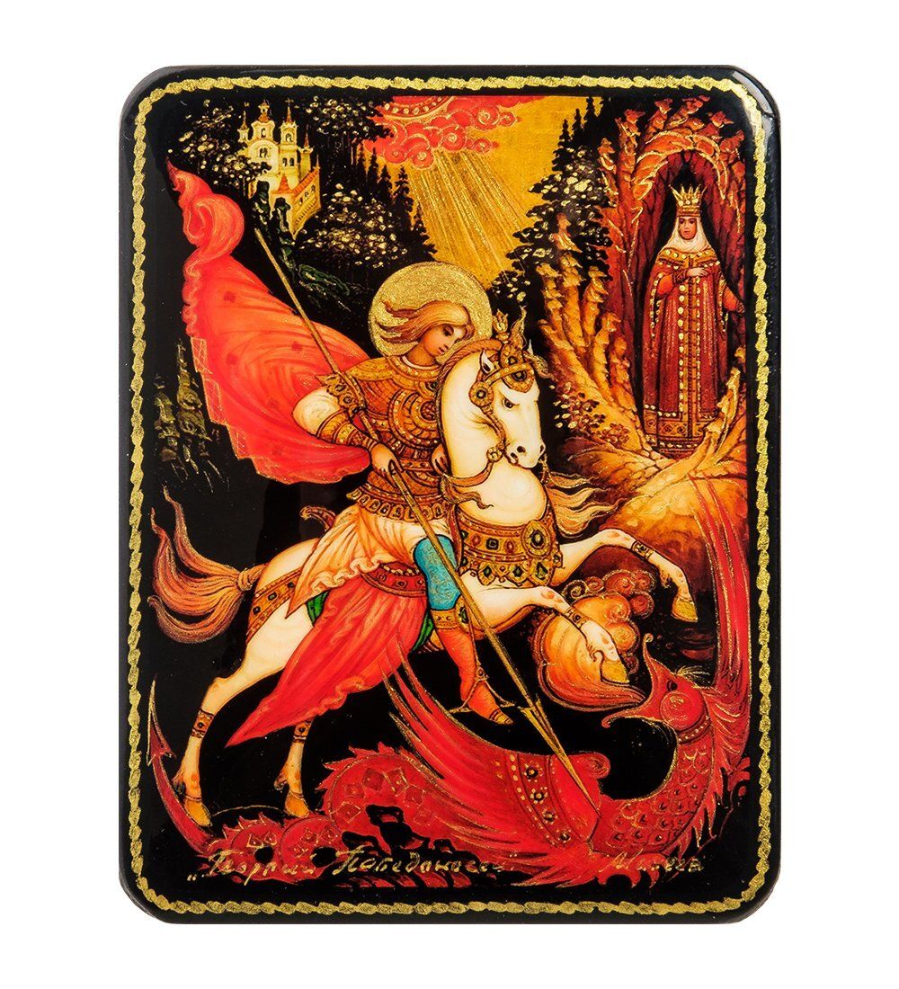 ШК-19/ 6 Шкатулка в технике декупаж «Георгий Победоносец» (10х8х3,5)