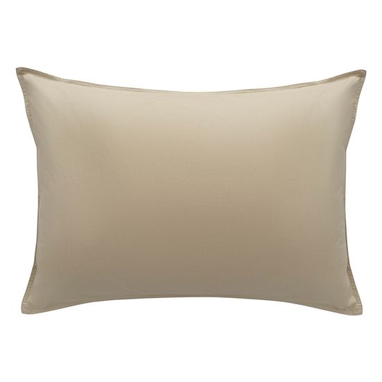 Комплект постельного белья из стираного перкаля бежево-серого цвета из коллекции essential, 200х220 см