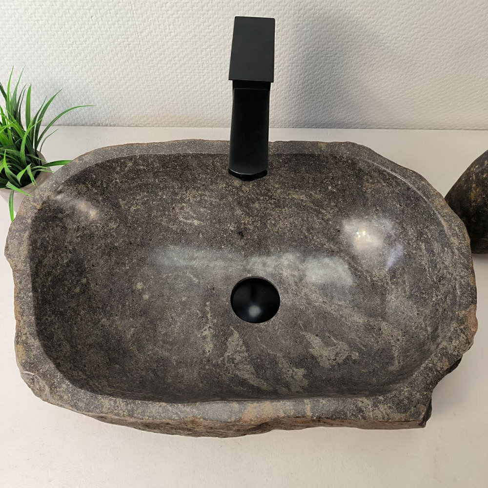 Раковина из речного камня RS-66075 53х34х15 из натурального камня