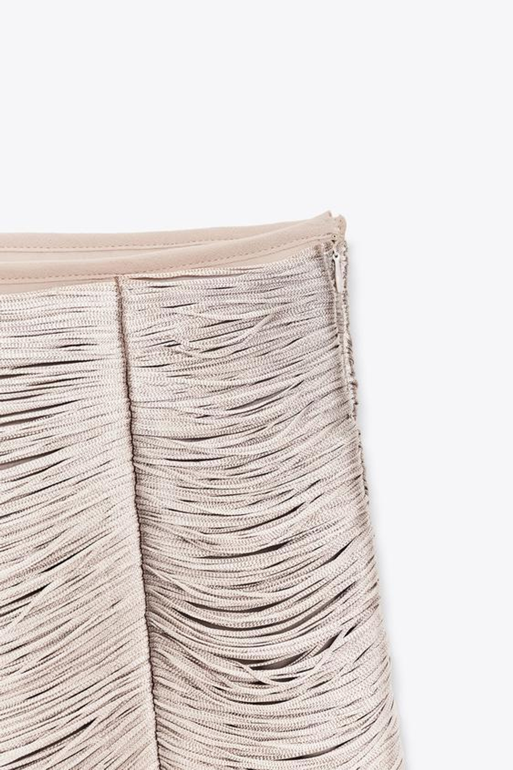 ZARA МИНИ-ЮБКА С БАХРОМОЙ, РОЗОВЫЙ