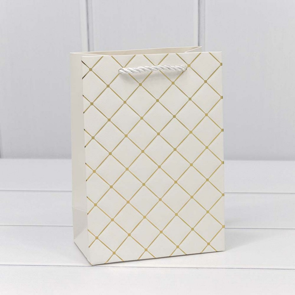 Пакет подарочный 14х20х8см "Ромб" (Белый)