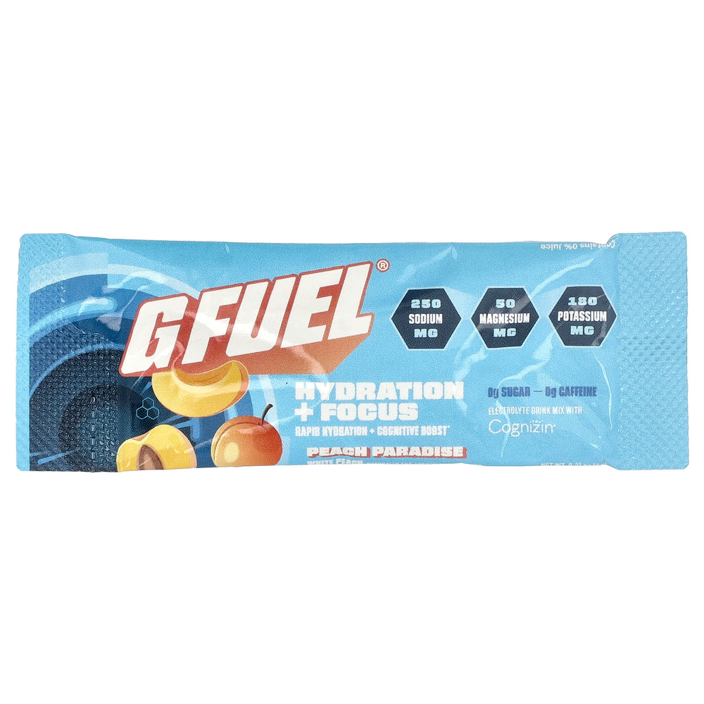 G FUEL, Hydration + Focus, смесь для приготовления электролитического напитка с Cognizin®, персик, 20 пакетиков-стиков по 6 г (0,21 унции)