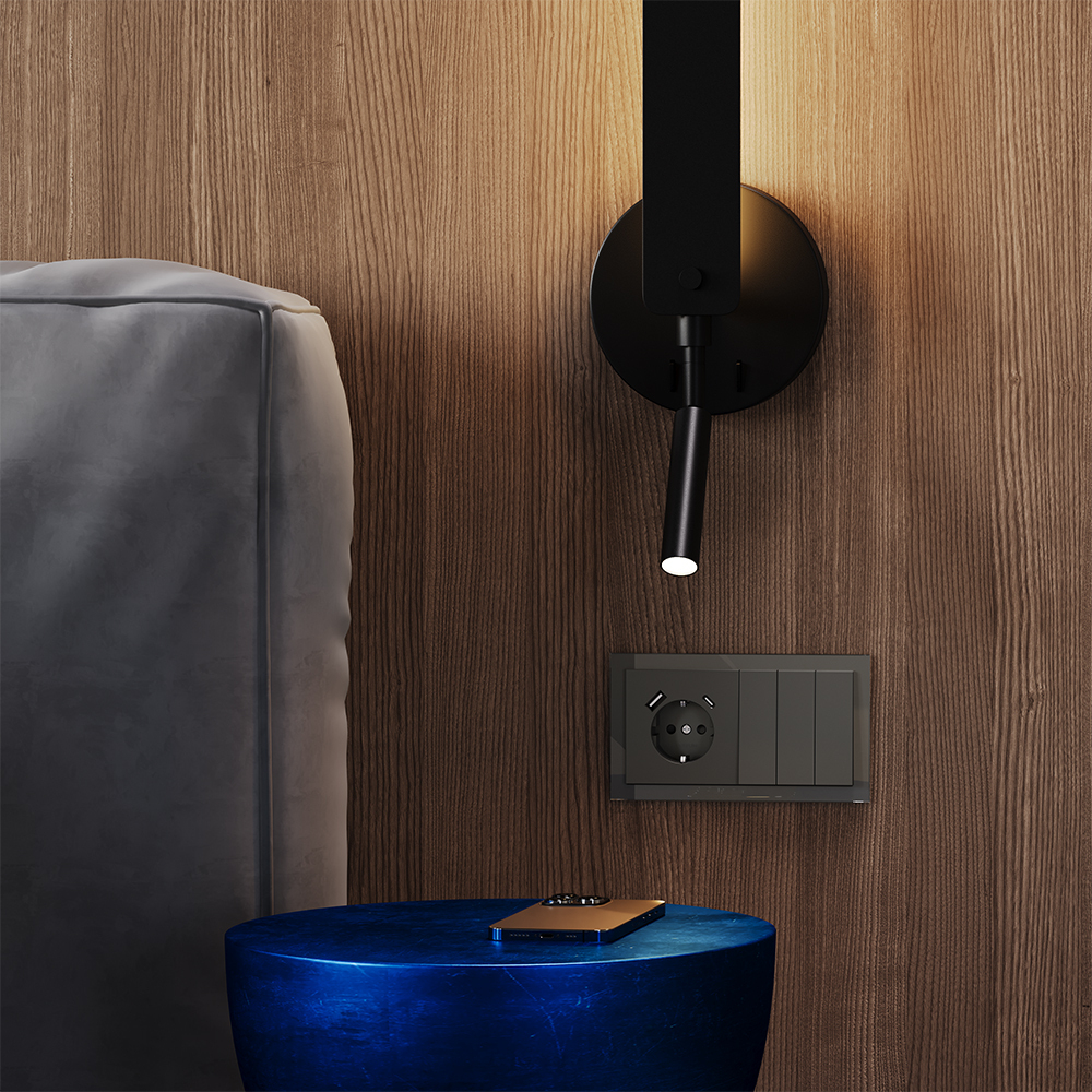 Выключатель встраиваемый VOLTUM S70 трехклавишный 10А, (титан)