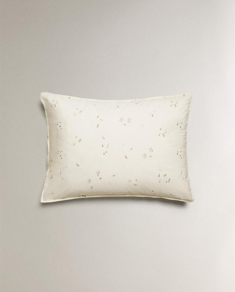 ZARA HOME ДЕТСКАЯ НАВОЛОЧКА С ПРИНТОМ, ЖЕЛТОВАТО-БЕЛЫЙ