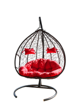 Кресло подвесное двойное Феникс арт.CN200-МТ (Россия стойка+основание черн.,корзн.черн.,подуш.красн.3уп. (M))